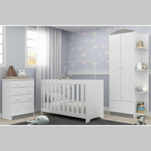 Quarto Infantil Completo João e Maria com Berço 3x1 e Colchão Incluso