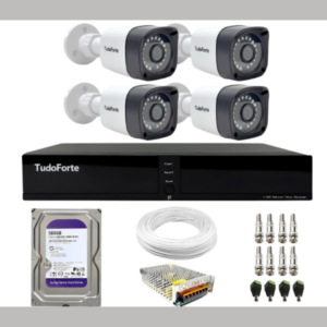 Kit CFTV 4 Câmeras Segurança Full HD DVR 4 Canais